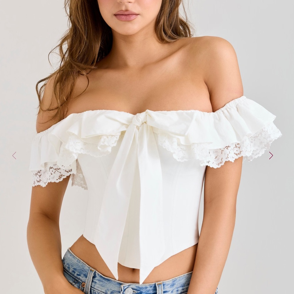 House of CB white off-shoulder corset top